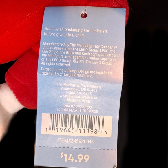 LEGO Collection x Target 2021 Minifig Santa 14” Plush Toy New W/ Tag - Picture 5 of 5